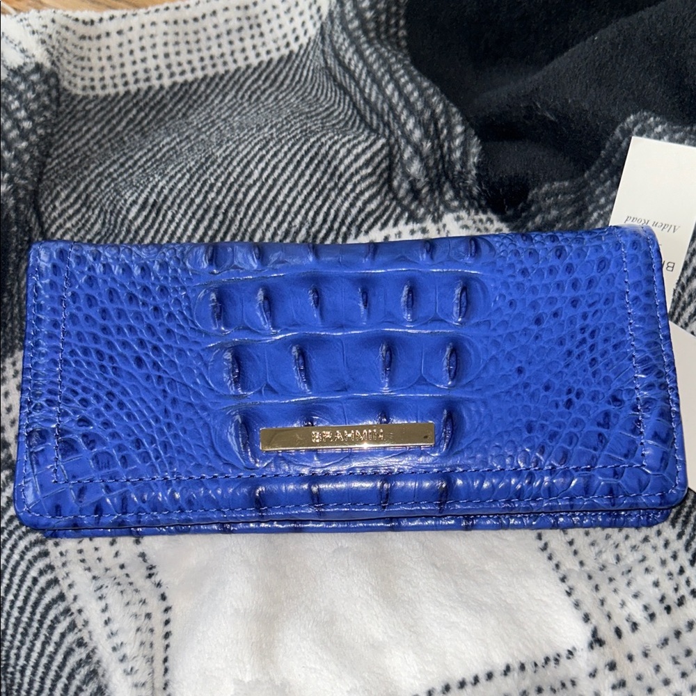 Brahmin Vibrant Blue Croc Embossed Clutch